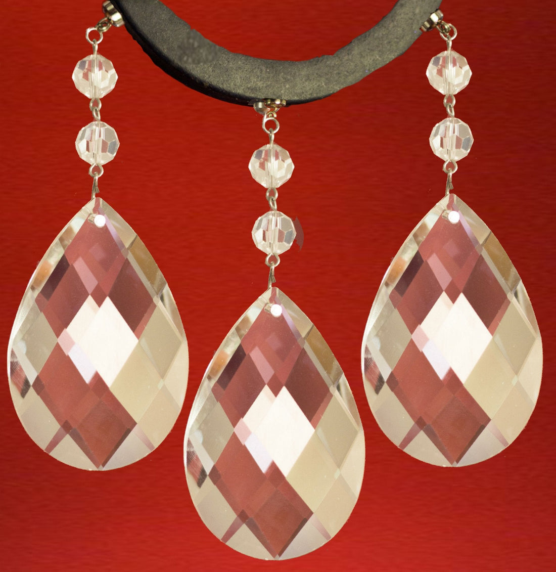 4" CLEAR FACETED WEAVED ALMOND Magnetic Chandelier Crystal (Box of 3) - MagTrim Designs LLC