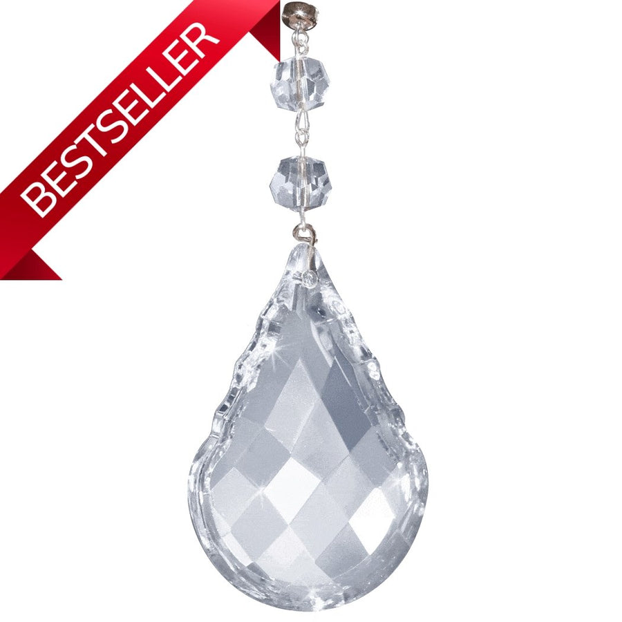 4" CLEAR ROUND BOTTOM CRYSTAL PENDALOGUE Magnetic Chandelier Crystal (Box of 3) - MagTrim Designs LLC