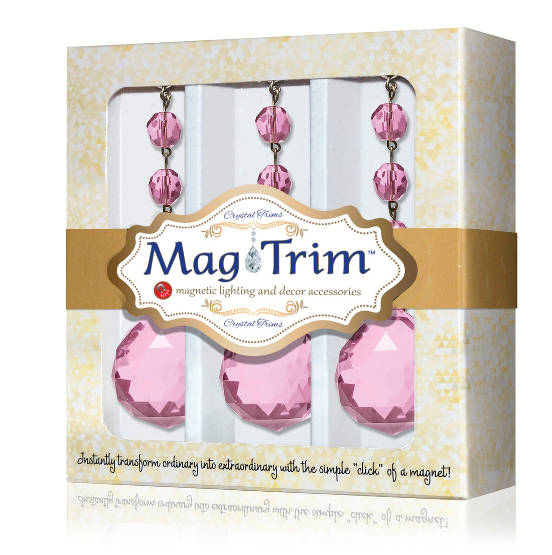 4 x 30mm PINK FACETED BALL (Box of 3) Magnetic Chandelier Crystal TrimKit® - MagTrim Designs LLC