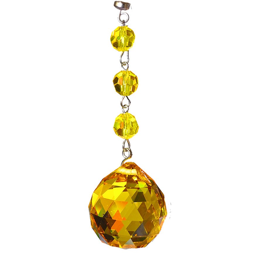 4 x 30mm YELLOW FACETED BALL (Box of 3) Magnetic Chandelier Crystal TrimKit® - MagTrim Designs LLC