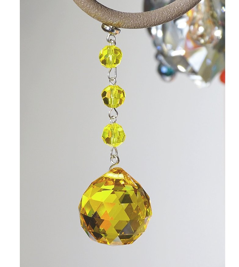 4 x 30mm YELLOW FACETED BALL (Box of 3) Magnetic Chandelier Crystal TrimKit® - MagTrim Designs LLC