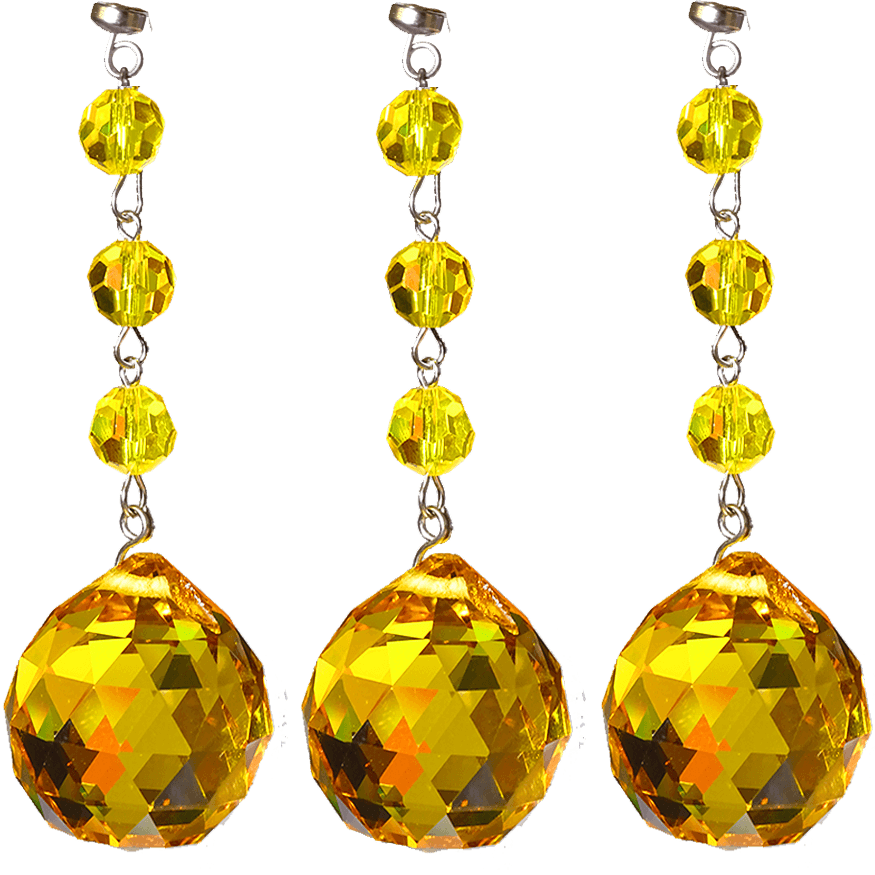 4 x 30mm YELLOW FACETED BALL (Box of 3) Magnetic Chandelier Crystal TrimKit® - MagTrim Designs LLC