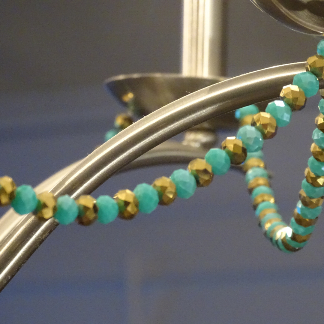 12" TURQUOISE/GOLD CRYSTAL BEAD MAGNETIC CHANDELIER GARLAND (Set/3)