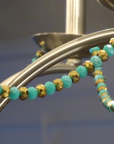 12" TURQUOISE/GOLD CRYSTAL BEAD MAGNETIC CHANDELIER GARLAND (Set/3)