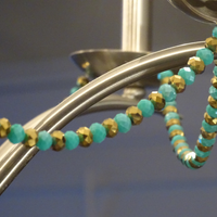 12" TURQUOISE/GOLD CRYSTAL BEAD MAGNETIC CHANDELIER GARLAND (Set/3)