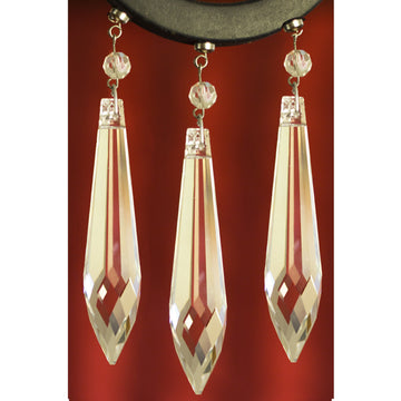 4.5 " CLEAR CRYSTAL SPEAR DROP Magnetic Chandelier Crystal TrimKit® (Box of 3) - MagTrim Designs LLC