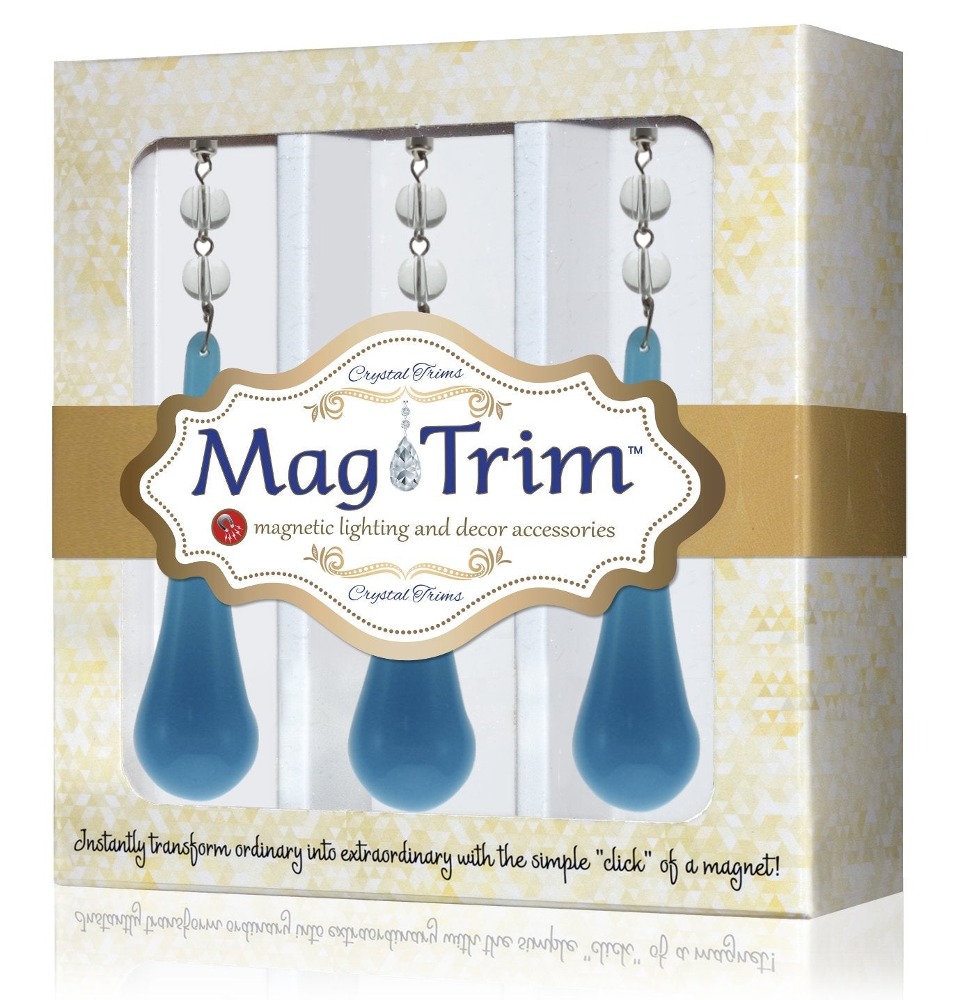 4.5" LIGHT BLUE TEAR DROP (Box of 3) Magnetic Chandelier Crystal TrimKit® - MagTrim Designs LLC