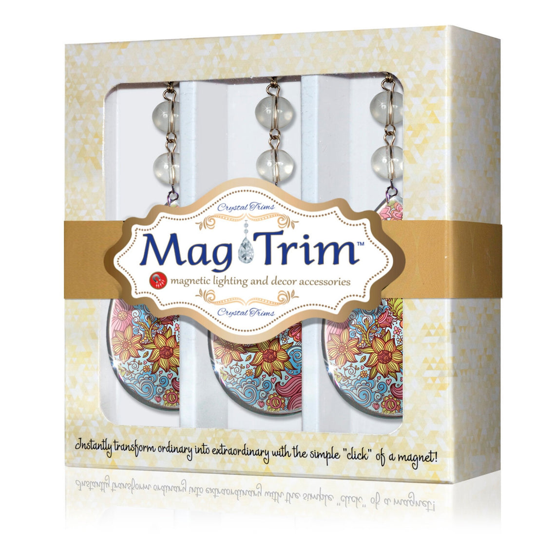 4.5" Printed Crystal - FLOWERS (Box of 3) MAGNETIC ORNAMENT - Magnetic Chandelier Accessory TrimKit® - MagTrim Designs LLC