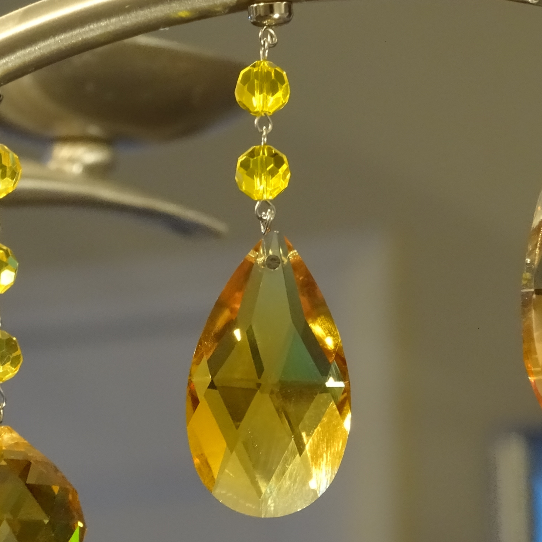 3" YELLOW FACETED WEAVED ALMOND (Set/3) Magnetic Chandelier Crystal TrimKit®