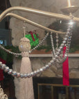 12" SILVER CRYSTAL BEAD MAGNETIC CHANDELIER GARLAND (Set/3)