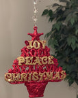 HOLIDAY CHANDELIER MAKEOVER KIT - (3) Red Gold Joy Peace Tree + (3) 12" Red/Gold Garland