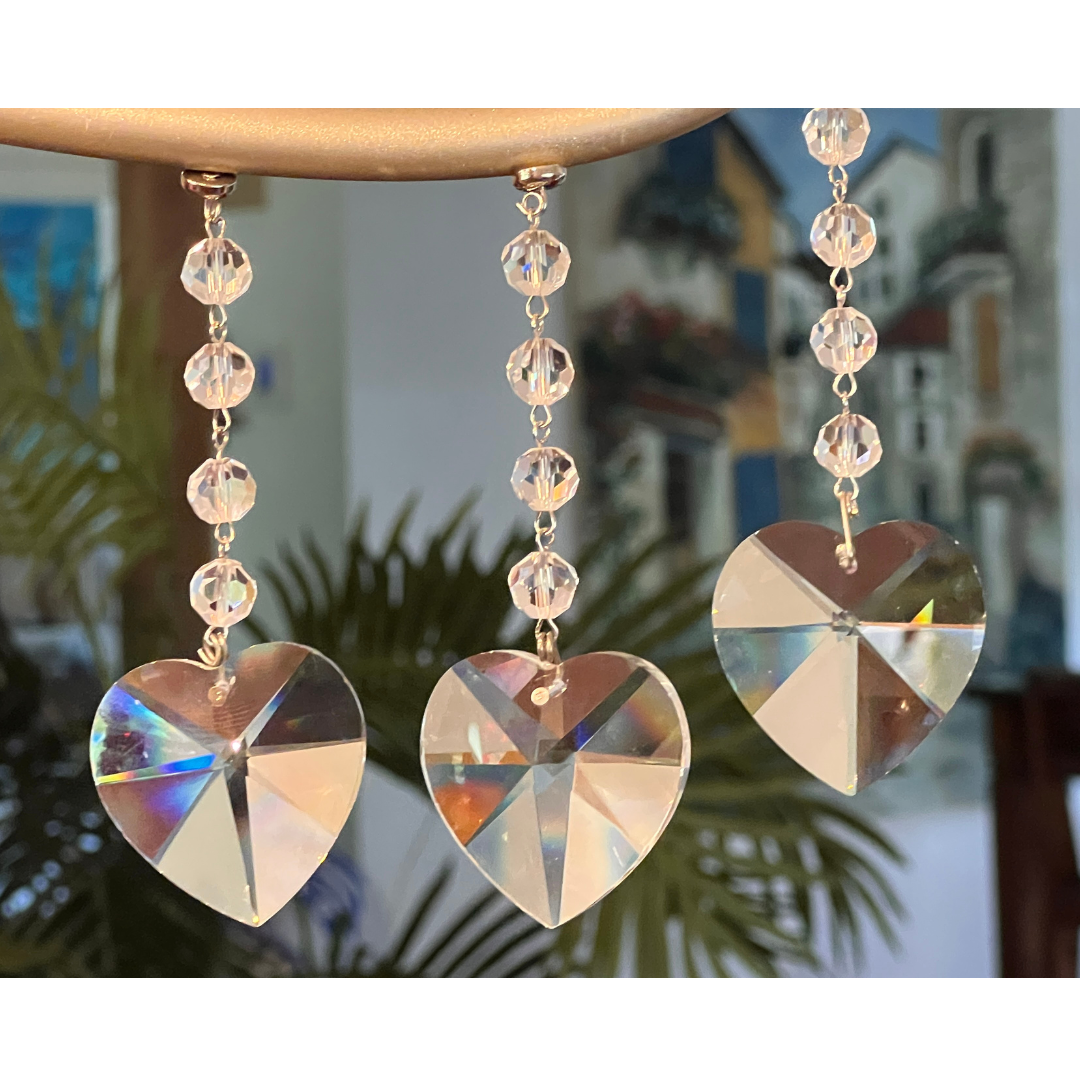 40mm CLEAR CRYSTAL HEART  (Box of 3)  Magnetic Chandelier Crystal