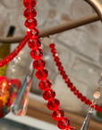 12" LIGHT RED CRYSTAL BEAD MAGNETIC CHANDELIER GARLAND (Set/3)