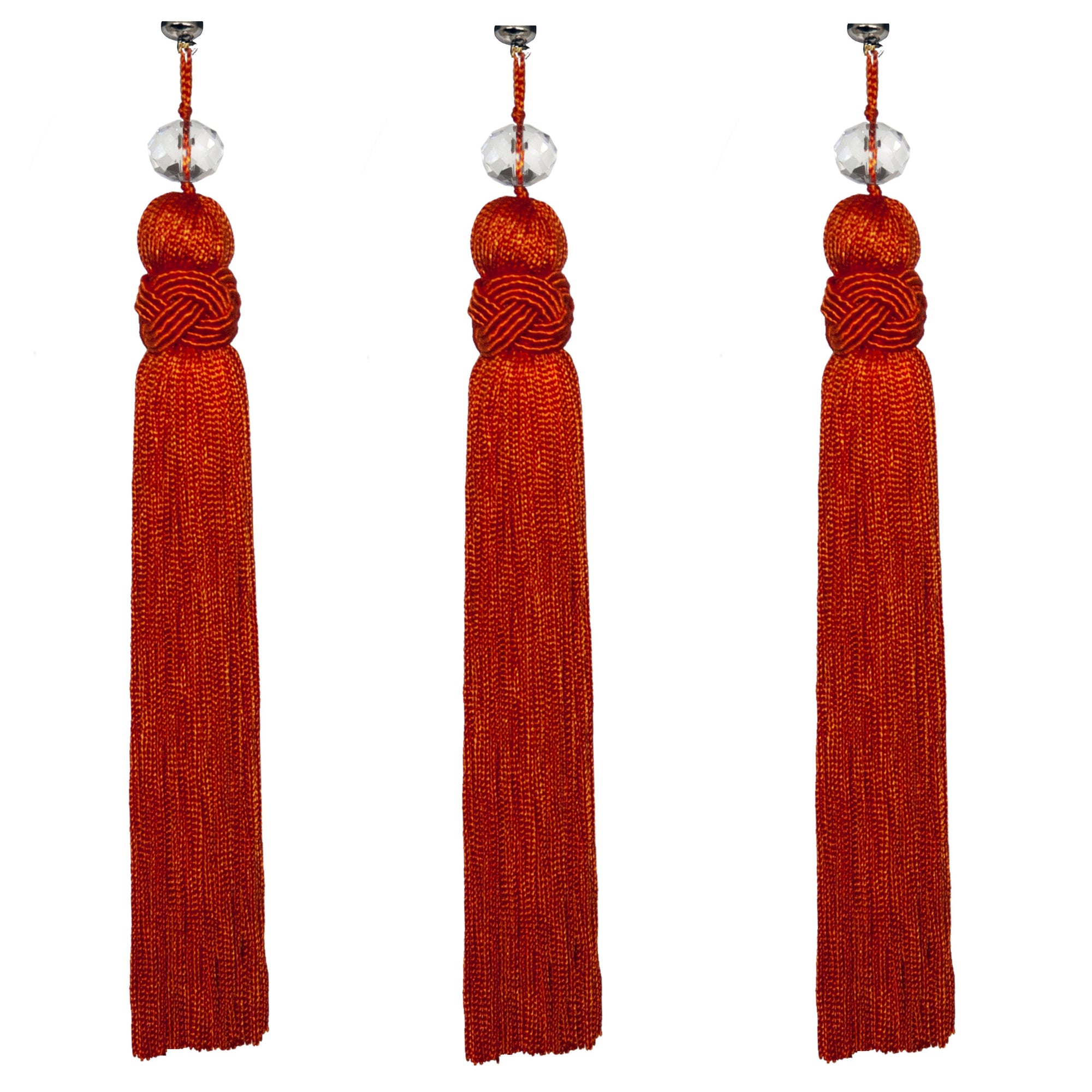 6.5" ORANGE CRYSTAL BEAD TASSEL (Set/3) MAGNETIC CHANDELIER ORNAMENT - Magnetic Chandelier Accessory TrimKit® - MagTrim Designs LLC
