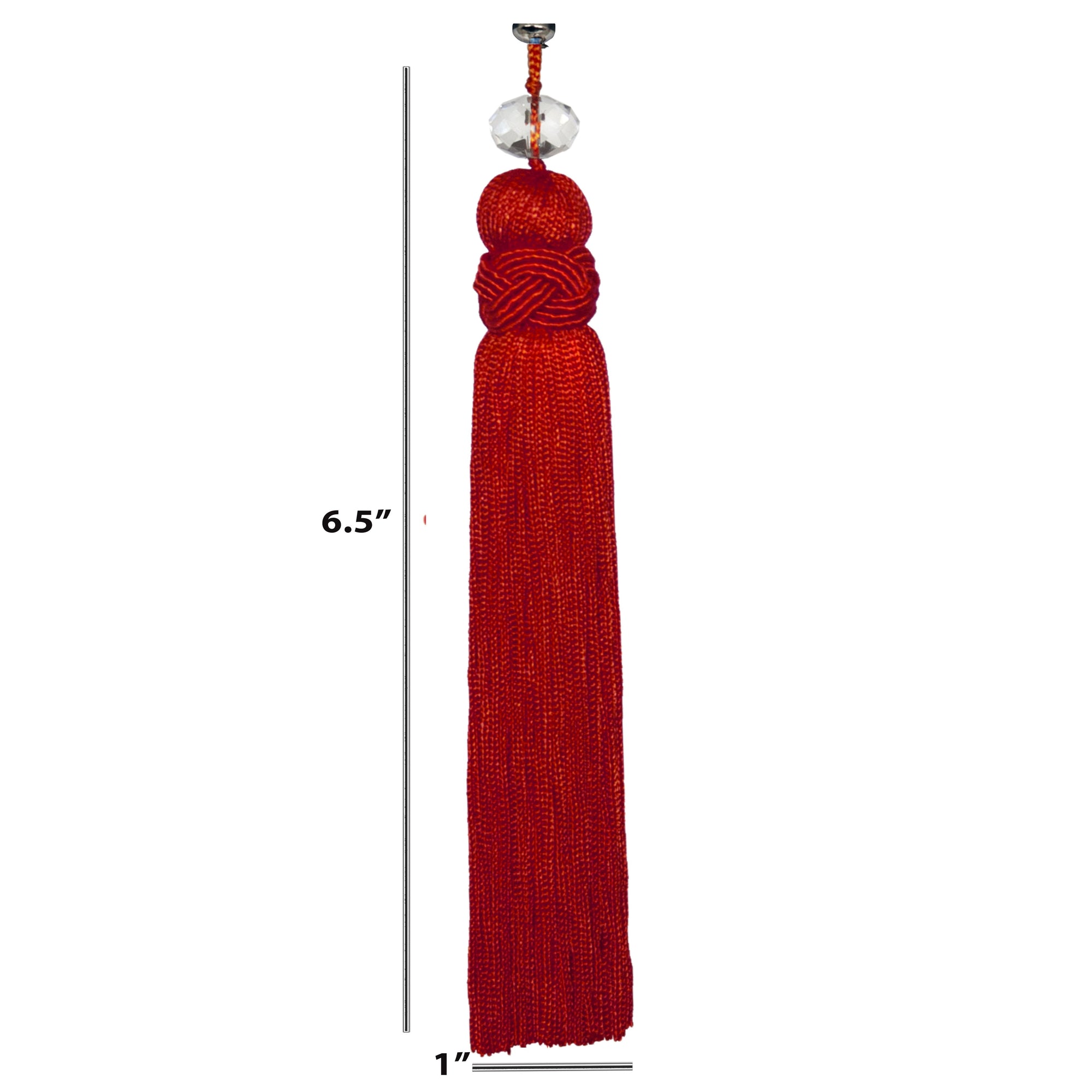 6.5" RED CRYSTAL BEAD TASSEL (Set/3) MAGNETIC CHANDELIER ORNAMENT - Magnetic Chandelier Accessory TrimKit® - MagTrim Designs LLC