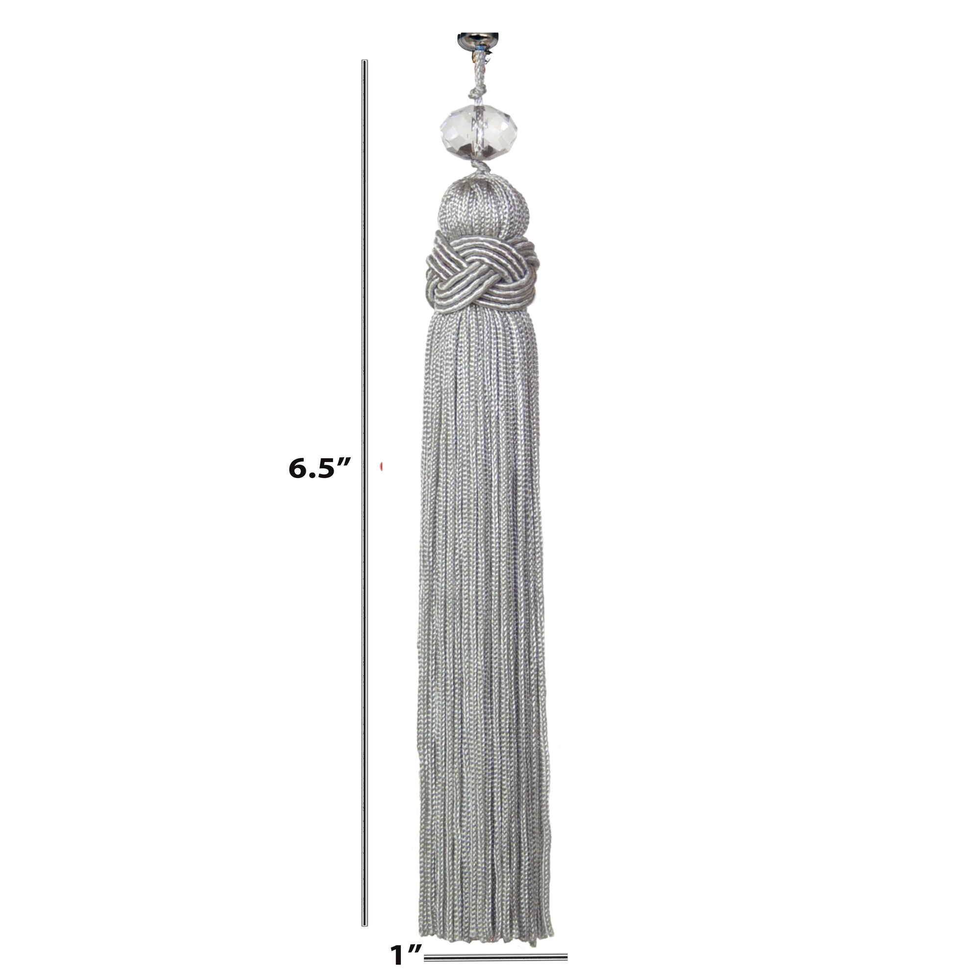 6.5" SILVER CRYSTAL BEAD TASSEL (Set/3) MAGNETIC CHANDELIER ORNAMENT - Magnetic Chandelier Accessory TrimKit® - MagTrim Designs LLC