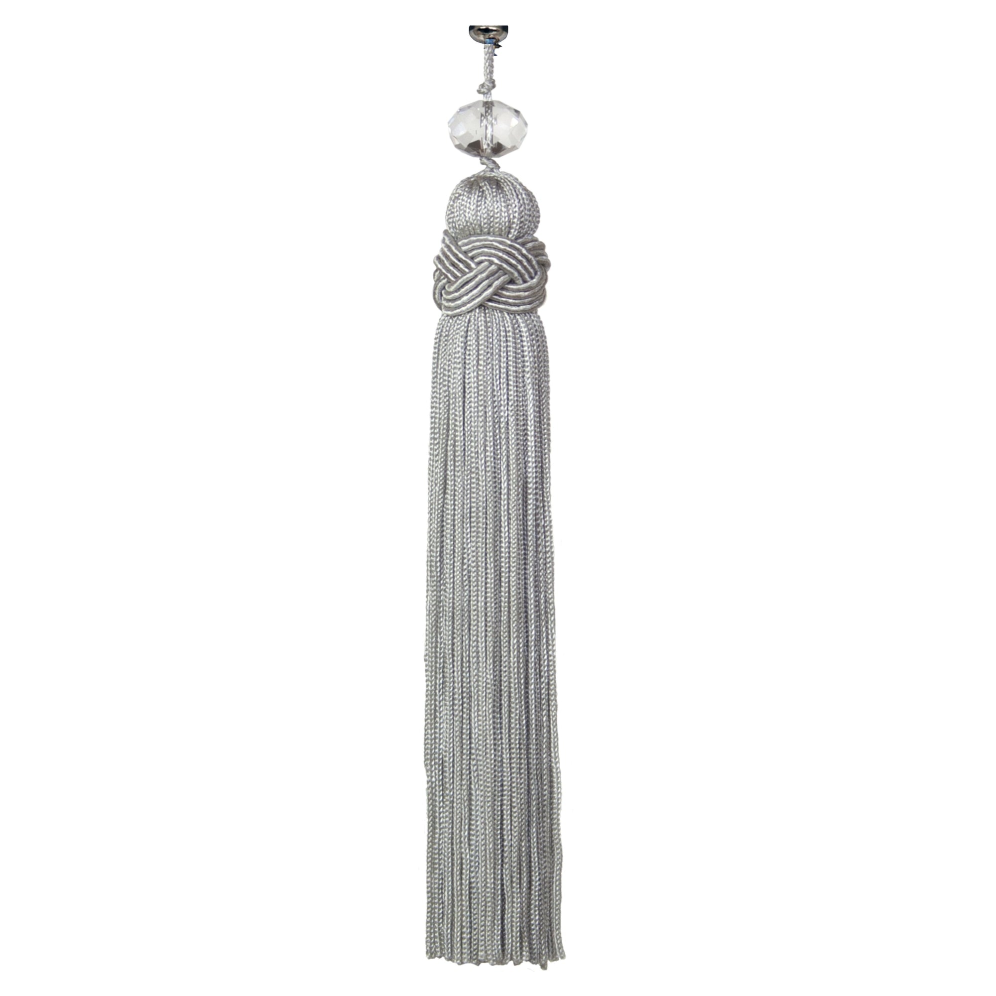 6.5" SILVER CRYSTAL BEAD TASSEL (Set/3) MAGNETIC CHANDELIER ORNAMENT - Magnetic Chandelier Accessory TrimKit® - MagTrim Designs LLC