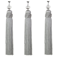 6.5" SILVER CRYSTAL BEAD TASSEL (Set/3) MAGNETIC CHANDELIER ORNAMENT - Magnetic Chandelier Accessory TrimKit® Glass Crystals | Chandelier Crystals | Magnetic Crystals | Lamp Crystals MagTrim 6.5" (L) x 1" (W) 
