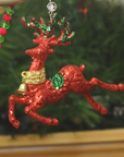 GLITTER RED REINDEER (Set/3) MAGNETIC CHANDELIER ORNAMENT