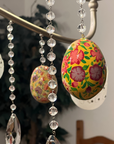 YELLOW FLORAL EGG MAGNETIC ORNAMENT (Box of 3) - Magnetic Chandelier Ornament