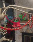 12" RED/GOLD CRYSTAL BEAD MAGNETIC CHANDELIER GARLAND (Set/3)