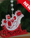 HOLIDAY CHANDELIER MAKEOVER KIT - (3) Red/White Sleigh + (3) 12" Red/White Crystal Garland