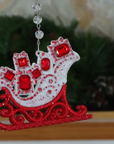 HOLIDAY CHANDELIER MAKEOVER KIT - (3) Red/White Sleigh + (3) 12" Red/White Crystal Garland