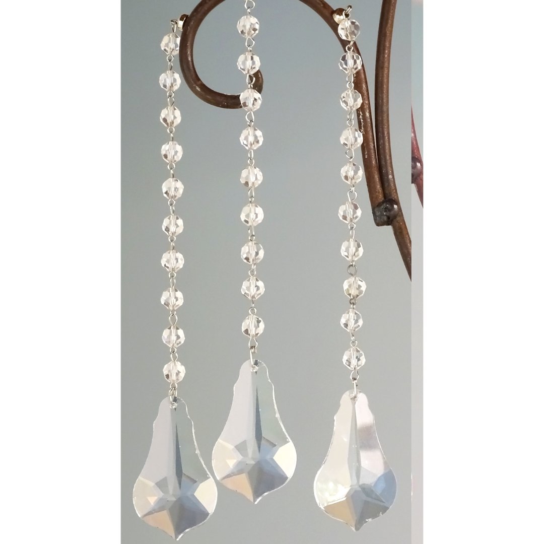 9" CLEAR VIOLIN PENDALOGUE Magnetic Chandelier Crystal (Box of 3 or 6) - MagTrim Designs LLC