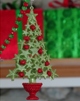 GLITTER RED/GREEN TREE (Set/1) MAGNETIC CHANDELIER ORNAMENT