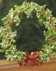 GLITTER RED/GREEN BOW WREATH (Set/3) MAGNETIC CHANDELIER ORNAMENT