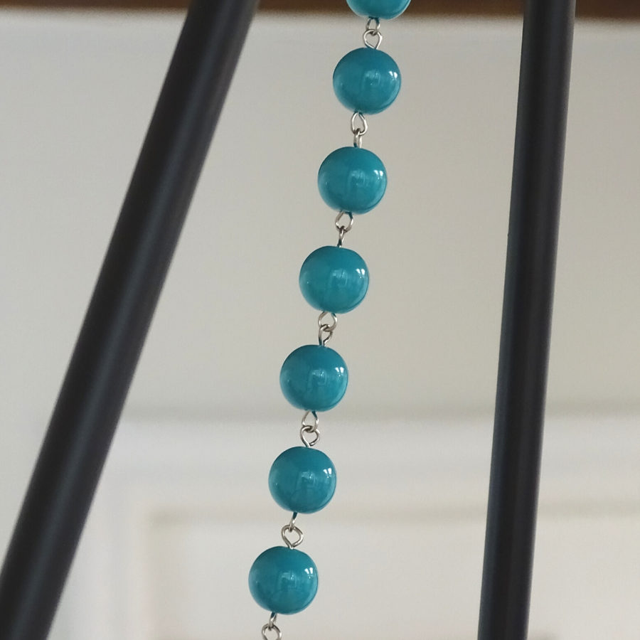 12" TURQUOISE BLUE GLASS BEAD MAGNETIC CHANDELIER GARLAND (Set/3)
