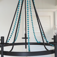 12" TURQUOISE BLUE GLASS BEAD MAGNETIC CHANDELIER GARLAND (Set/3)