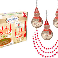 HOLIDAY CHANDELIER MAKEOVER KIT - (3) Glass Snowman + (3) 12" Red/White Crystal Garland