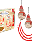 HOLIDAY CHANDELIER MAKEOVER KIT - (3) Glass Snowman + (3) 12" Dark Red Crystal Garland