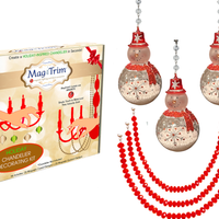 HOLIDAY CHANDELIER MAKEOVER KIT - (3) Glass Snowman + (3) 12" Red Crystal Garland
