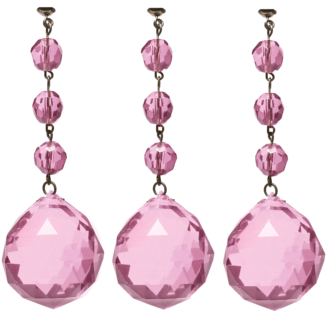4 x 30mm PINK FACETED BALL (Box of 3) Magnetic Chandelier Crystal TrimKit®