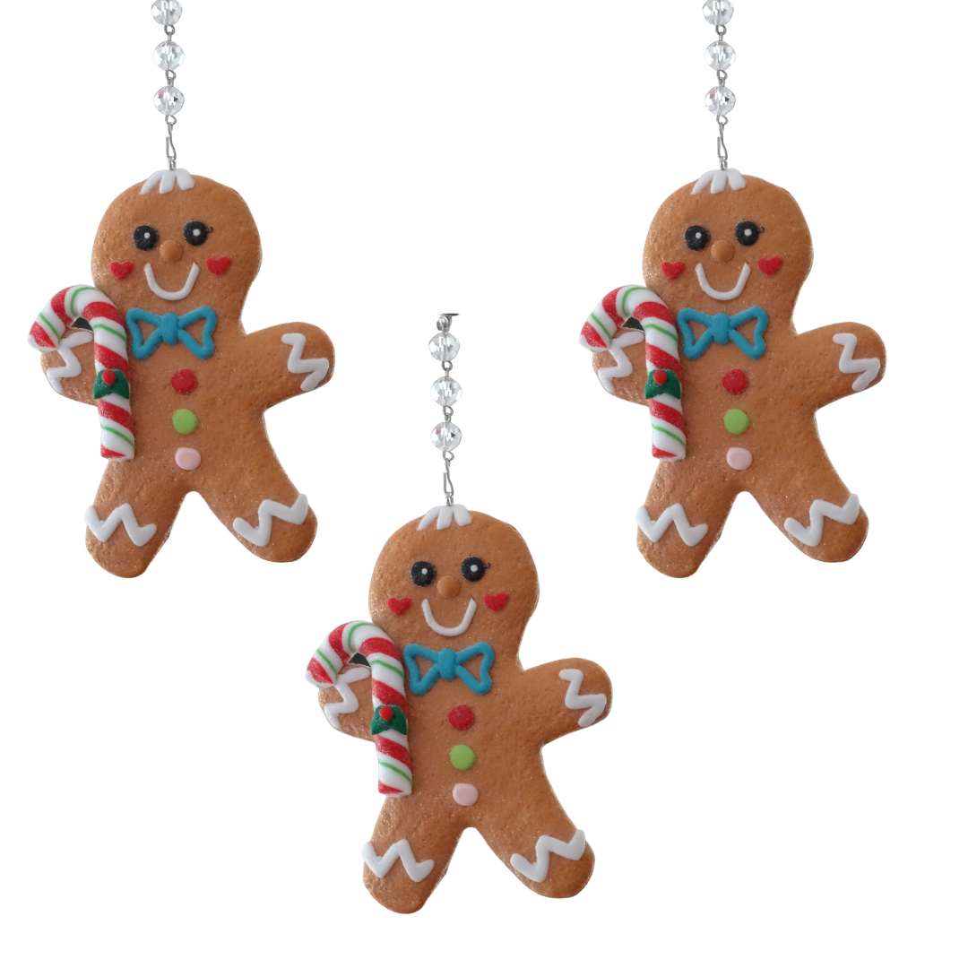 GINGERBREAD MAN (Set/3) MAGNETIC CHANDELIER ORNAMENT