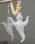 GLASS GHOST (Set/3) MAGNETIC HALLOWEEN CHANDELIER ORNAMENT