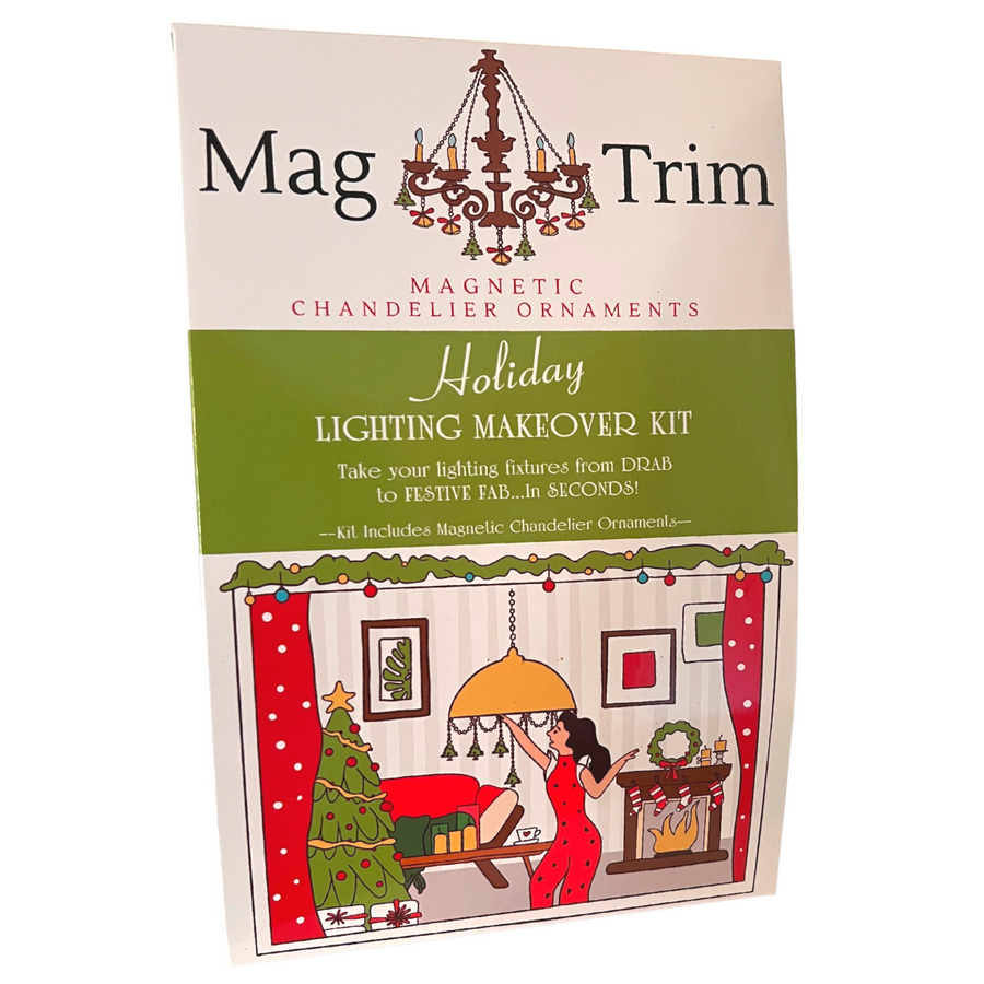 RED GREEN MERRY CHRISTMAS (Set/3) OR (Set/1) MAGNETIC CHANDELIER ORNAMENT