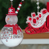 RED WHITE JEWELED SLEIGH (Set/3) MAGNETIC CHRISTMAS ORNAMENT - Magnetic Chandelier Accessory TrimKit®