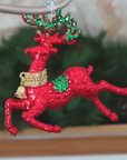 GLITTER RED REINDEER (Set/3) MAGNETIC CHANDELIER ORNAMENT