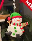 WHIMSICAL SNOWMAN - Green Hat (Set/3) MAGNETIC CHANDELIER ORNAMENT