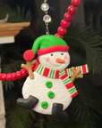 WHIMSICAL SNOWMAN - Green Hat (Set/3) MAGNETIC CHANDELIER ORNAMENT