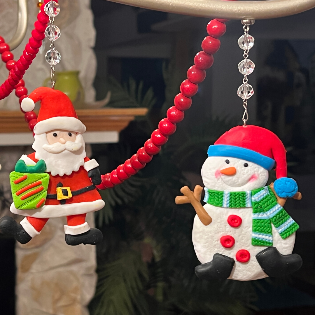 WHIMSICAL SNOWMAN - Blue Hat (Set/3) MAGNETIC CHANDELIER ORNAMENT