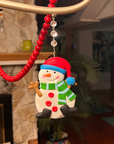 WHIMSICAL SNOWMAN - Blue Hat (Set/3) MAGNETIC CHANDELIER ORNAMENT