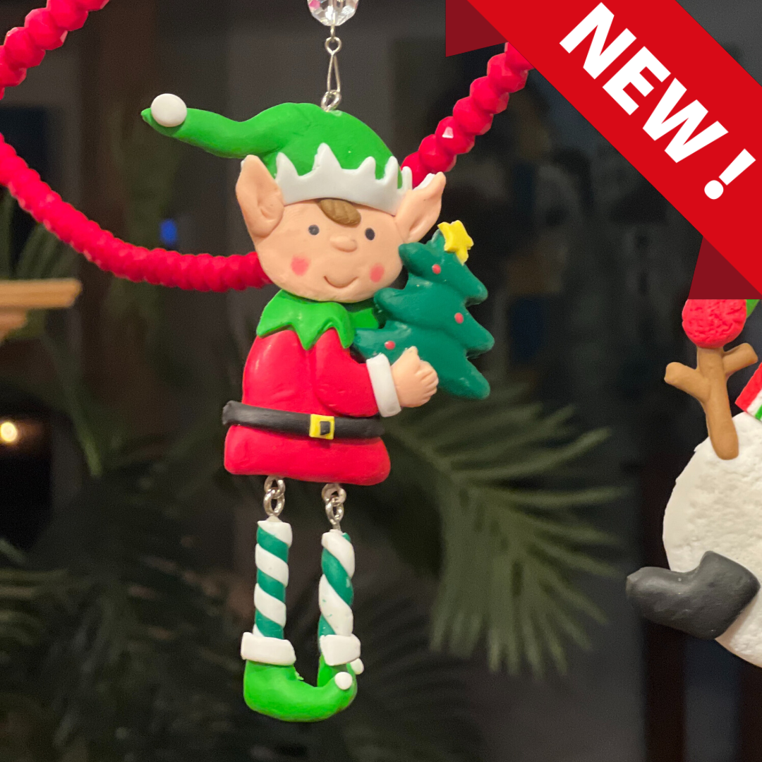 HOLIDAY ELF - TREE (Set/3) MAGNETIC CHANDELIER ORNAMENT