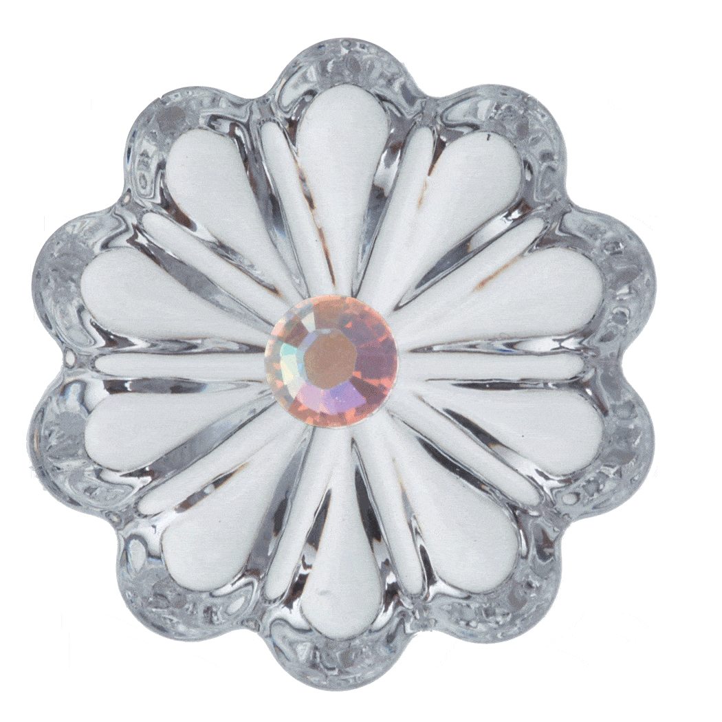 35 MM CLEAR ROSETTE WITH RHINESTONE - MAGNETIC Chandelier Crystal. INSTANTLY REJUVENATE LHTING FIXTURES! Use as wedding crystals (89540241)