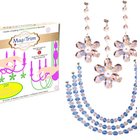 SPRING CHANDELIER MAKEOVER KIT - (3) Pink Crystal Daisy + (3) 12" Pink/Lavender Garland (Set/6)