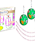 SPRING CHANDELIER MAKEOVER KIT - (3) Green Floral Egg + (3) 12" Pink Crystal Garland (Set/6)