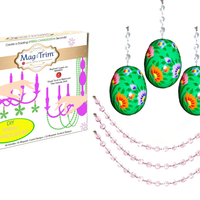 SPRING CHANDELIER MAKEOVER KIT - (3) Green Floral Egg + (3) 12" Pink Crystal Garland (Set/6)